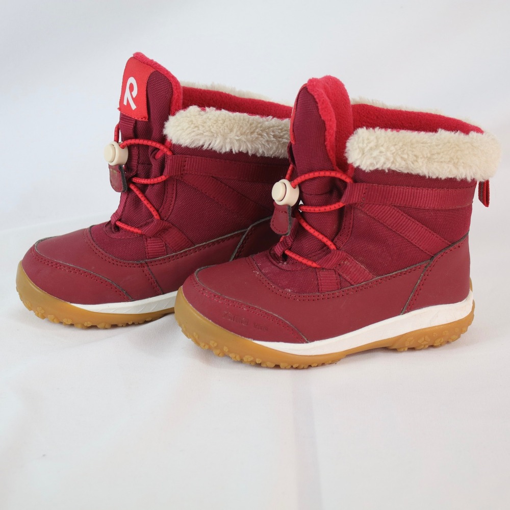 Reima Burgundy Red Winter Faux Fur Trim Waterproof Boots Kids Size 24 / US 8